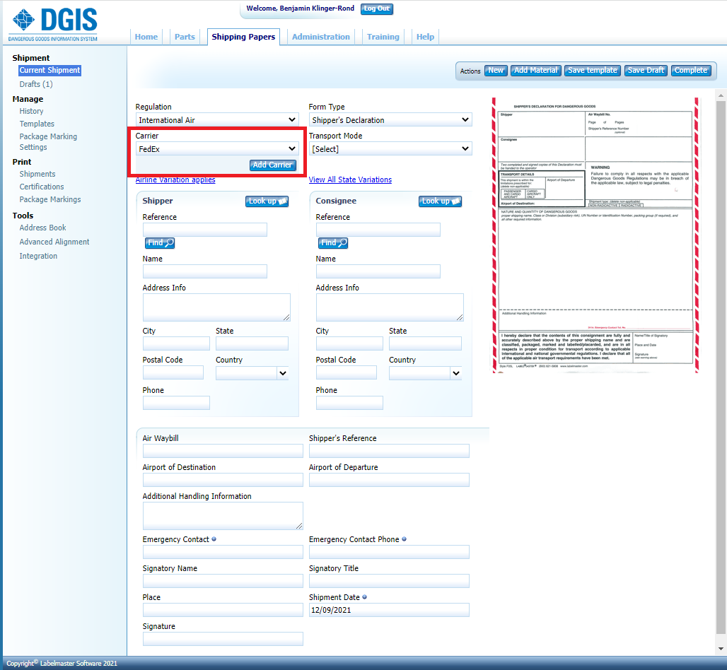 Starting FedEx Air Shipments – Labelmaster Software Knowledge Center